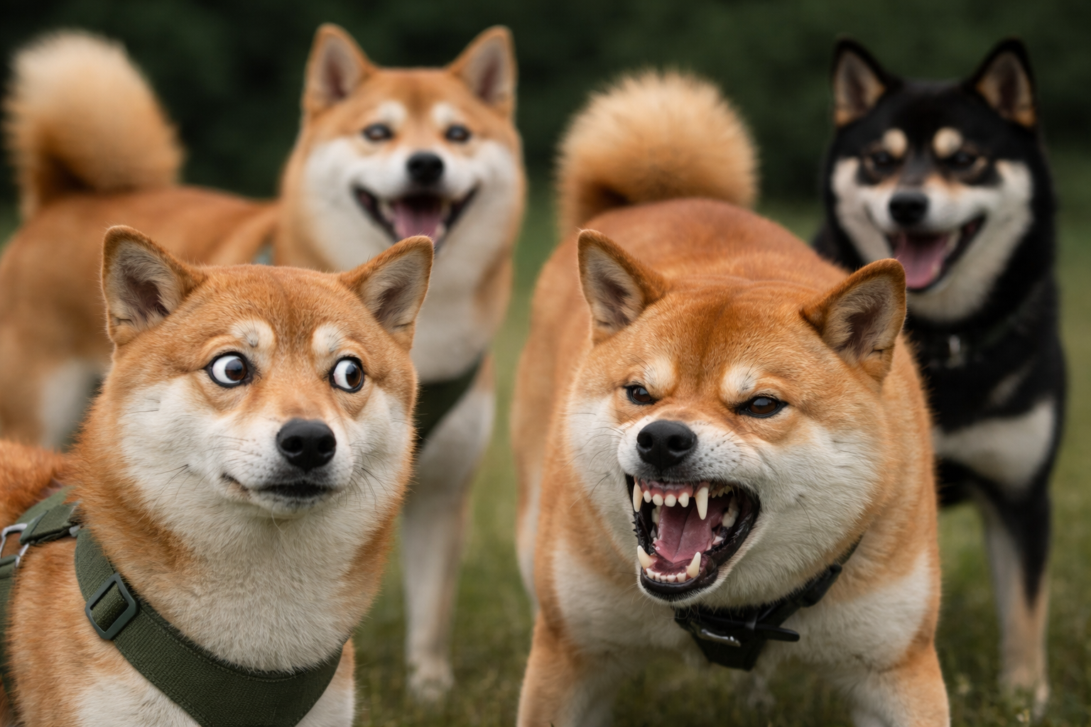 Different Shiba Inu body language examples